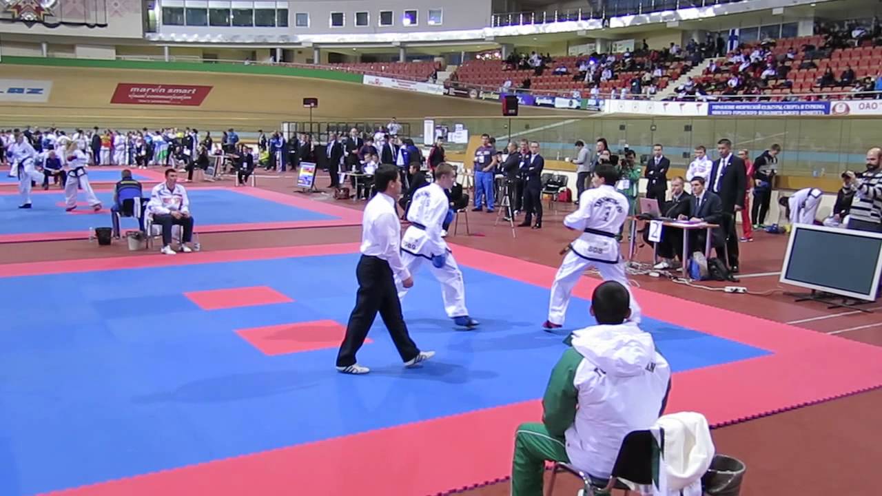 Taekwondo ITF Гайгызыс Атабаев - Евгений Оцимик спарринг -57 кг Минск Кубок СНГ таэквон-до ИТФ 2014