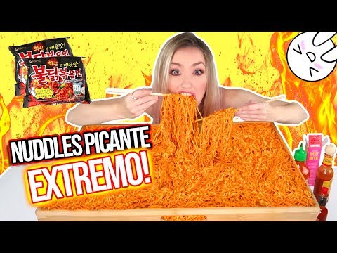 NUCLEAR FIRE NOODLES CHALLENGE 🔥 MUKBANG | RETO PICANTE EXTREMO! | Katie Angel