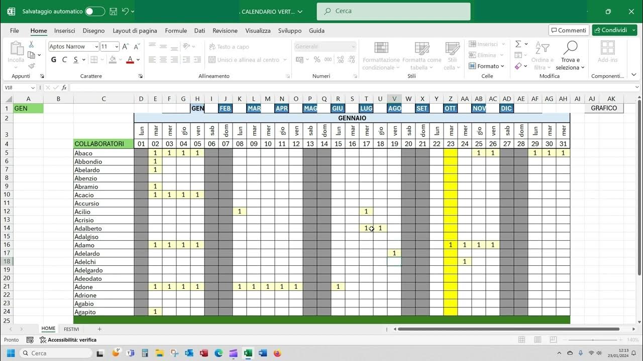 Piano Ferie Verticale con Excel YouTube