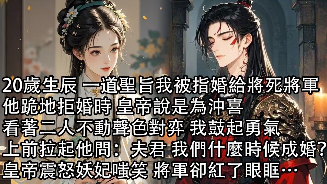 【一口氣看完】20歲生辰 一道聖旨我被指婚給將死將軍，他跪地拒婚時 皇帝說是為沖喜，看著二人不動聲色對弈 我鼓起勇氣，上前拉起他問：夫君 我們什麼時候成婚？皇帝震怒妖妃嗤笑 將軍卻紅了眼眶…