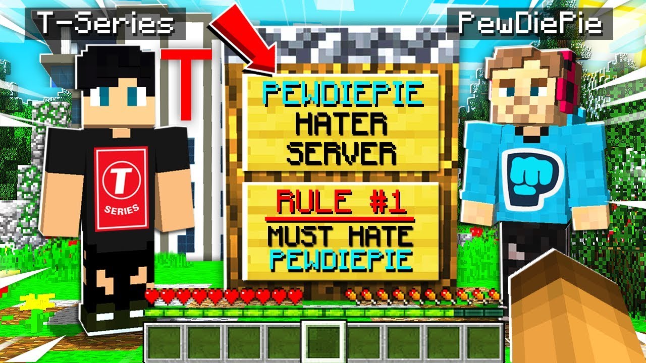 unspeakablegaming fortnite I Found T-SERIES ONWER on PEWDIEPIE HATER SERVER in Minecraft!