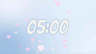 5 Minute Timer for Valentines Day Blue and Pink Hearts Gender Reveal Timer Counter