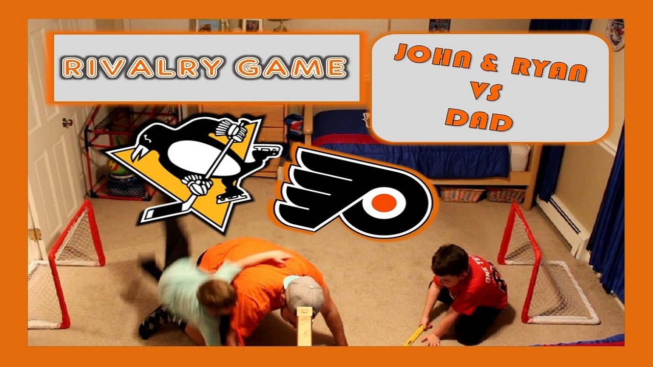 rivalry game 2 penguins vs flyers 2 on 1 john and ryan vs dad penguins vs flyers rivalry