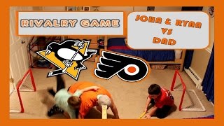 RIVALRY GAME 2  PENGUINS VS FLYERS  2 ON 1 JOHN AND RYAN VS DAD