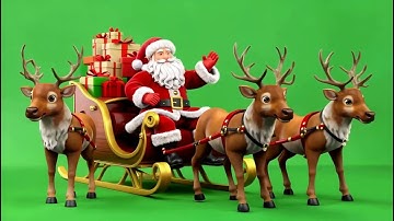 SANTA + REINDEER TEAM PULLING A GIFT SLEIGH | Green Screen 3D Animation