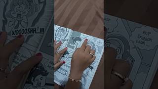 Anak kelas 1 Belajar baca sambil baca komik.