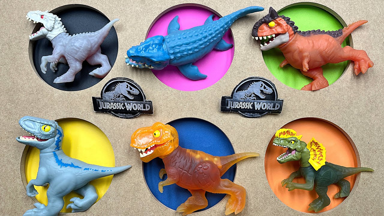 6 Dinosaurs Smashing Box - mosasaurus Tyrannosaurus Indominus