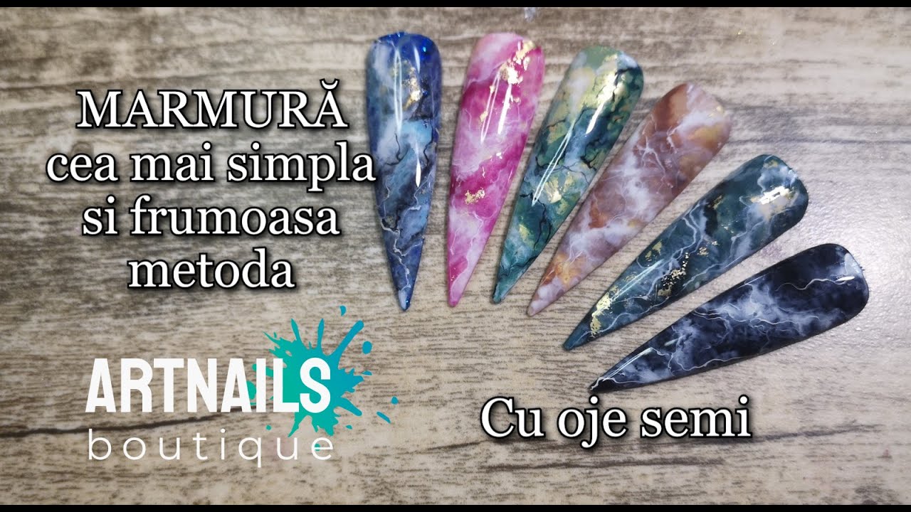 Efect de marmura pe unghii. Stone efect