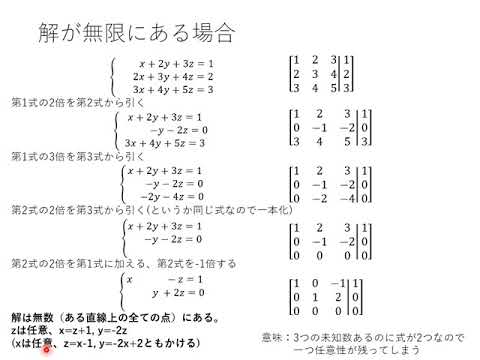 拡大係数行列の掃き出しにより連立方程式や逆行列を求める Youtube