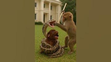 Close Call! Monkey Fights Python to Rescue Dog #animalrescue #animalattack #animals #wildliferescue