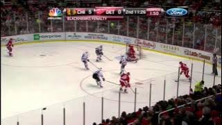 Pavel Datsyuk cranks Jonathan Toews Mar 31 2013 Chicago Blackhawks vs Detroit Red Wings NHL Hockey