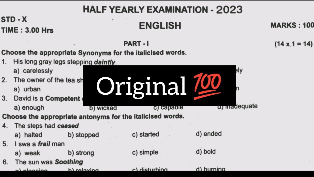 10th English Half Yearly Exam Original Question Paper 2023 YouTube 10th-english-half-yearly-exam-original-question-paper-2023-youtube