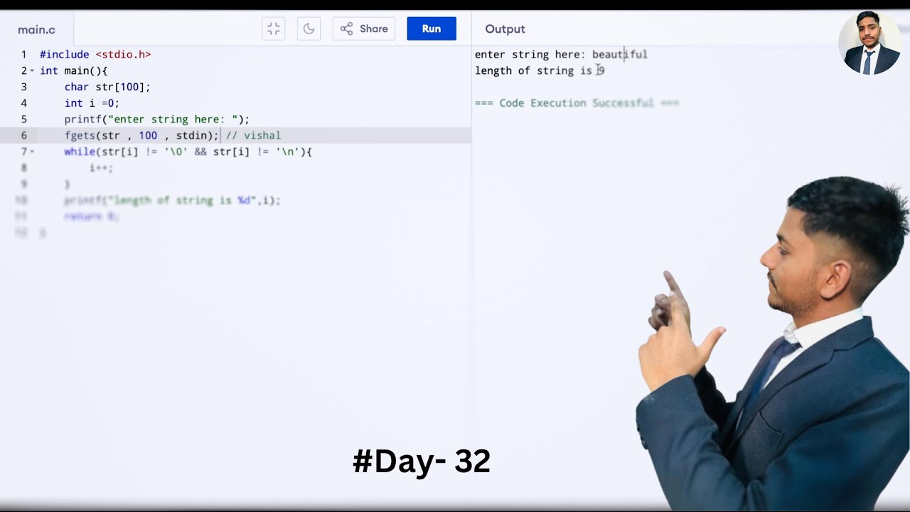 Write a program to find the length of string without using string ...