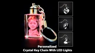 Personalized 2D & 3D Crystal Key Chain With LED Lights