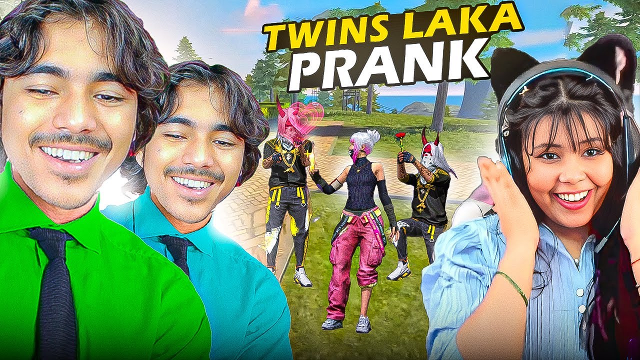 Laka Gamer Twins prank on cute girl streamer 😱she kick me🥹Garena freefire