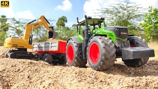 Double E RC Tractor & JCB Machine work || Tractor Trailer Load | Kids Toys Videos - Bommu Kutty