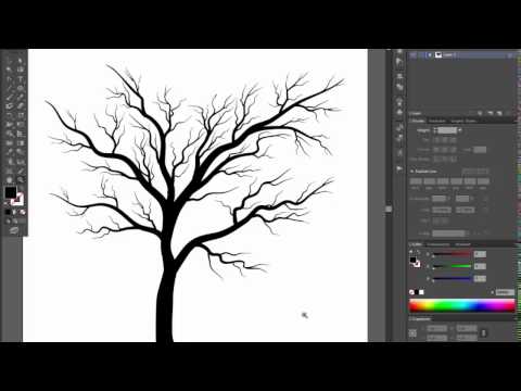 🌳🌳🌳Bare tree - Adobe Illustrator cs6 tutorial. Quick and easy way how to draw black silhouette tree