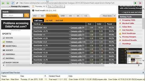Scraping match data from www.oddsportal.com using WebHarvy