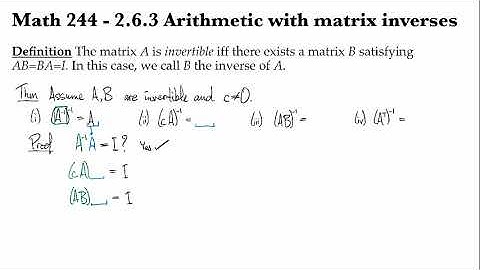 2.6.3 Arithmetic with matrix inverses
