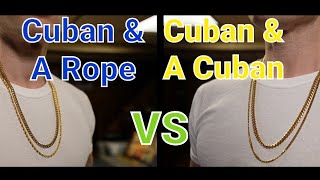 6mm Miami Cuban Link Chain & 4mm Rope Chain Stack | Gold Jewelry Sizing