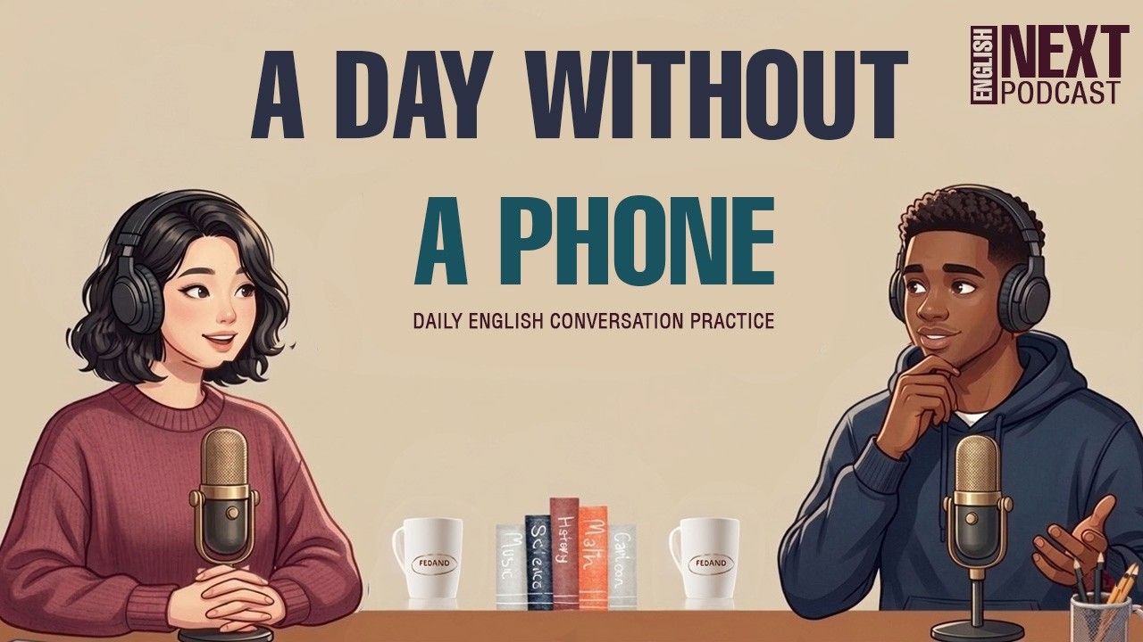 Next Level English: The Podcast | A Day Without A Phone | Daily English Conversation Practice