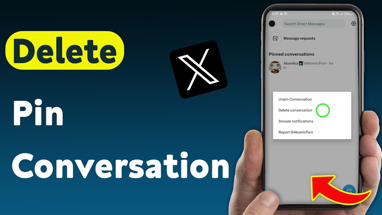 Как удалить закреплённую переписку в приложении X (обновлено)