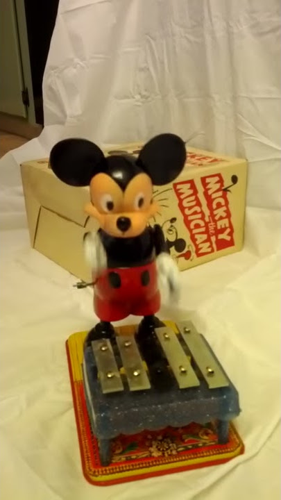 Marx tin wind up Mickey Mouse playing xylophone