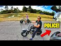 RACING MINI BIKES VS MY DIRT BIKE! COP SHOWED UP