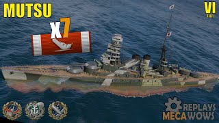 Battleship Mutsu 7 Kills & 189k Damage | World of Warships Gameplay