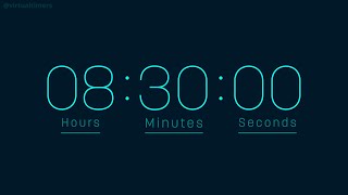 8 Hours and 30 Minutes Countdown Timer with Alarm & Time Markers / Chapters - Rounded Blue.