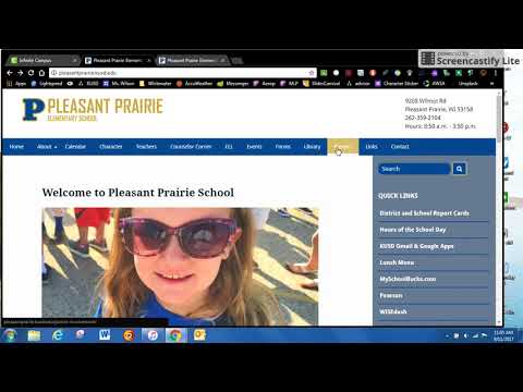 Pleasant Prairie Elementary School website navigation