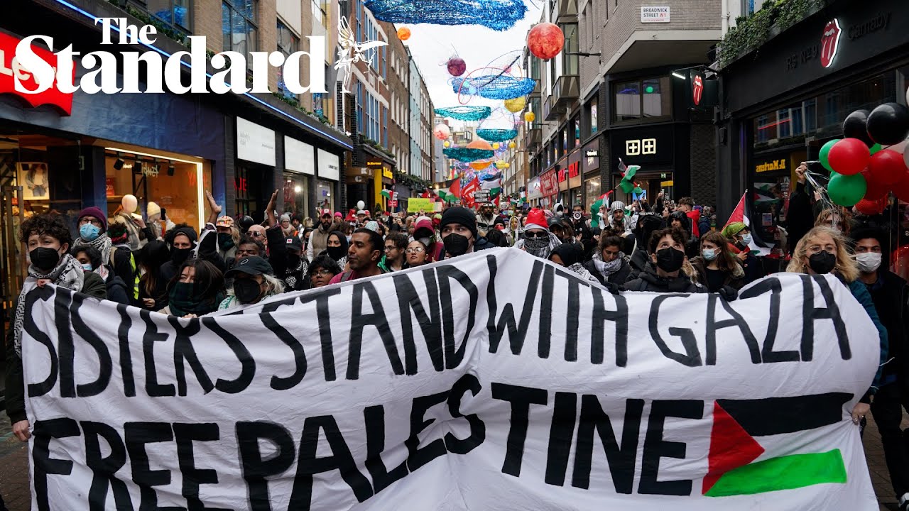 Pro Palestinian protesters target London’s West End during Christmas shopping rush