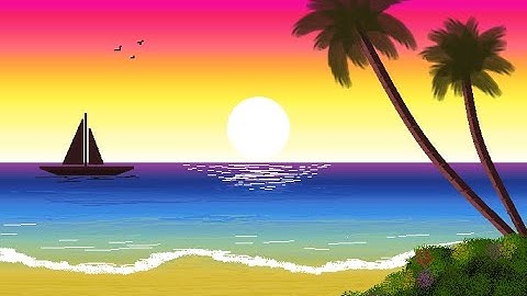 Full tutorial - How to draw a sunset using rainbow colors with Gradient effect in MS Paint