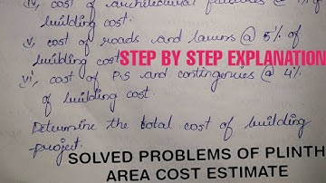 PROBLEMS ON PLINTH AREA COST ESTIMATE | SOLVED EXAMPLE | STEP BY STEP EXPLANATION