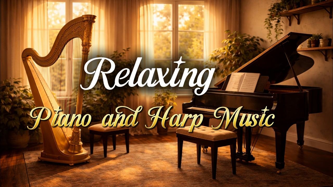 1 Hour Piano & Harp Music | Relaxing Background Music for Calm & Focus