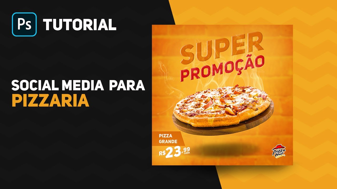 PSD Pizza Social Media Editável Pizzaria Modelo Post Photoshop