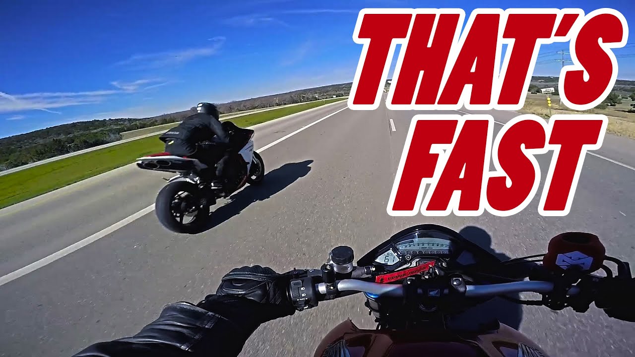 Yamaha R1 vs CB1000R RACES & FLYBY'S near COP