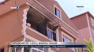 Ataşehi̇rde 3 Katli Bi̇nada Yangin