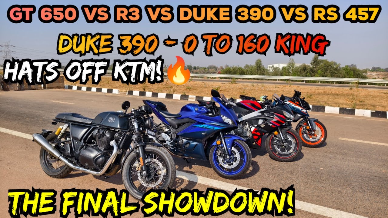 Drag Race - GT 650 VS R3 VS RS 457 Duke 390 | Impressed with the Duke 390's performance🔥|