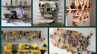 40 new ideas to make awesome wall shelves for your home - snowflake shelf - tree shelf - tetris shelves - skull shaped shelf - 