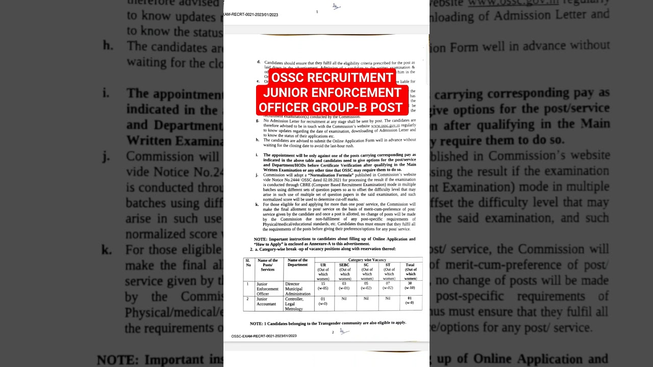 OSSC JUNIOR ENFORCEMENT OFFICER 