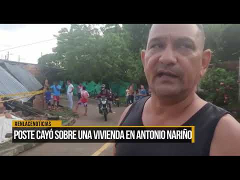 Poste cayó sobre una vivienda en el barrio Antonio Nariño