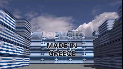 Many Cargo Containers with MADE IN GREECE Text and Flags | Motion Graphics - Envato elements