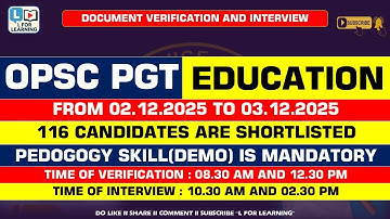OPSC PGT Education Document Verification and Interview II Like II Share II Subscribe L for Learning