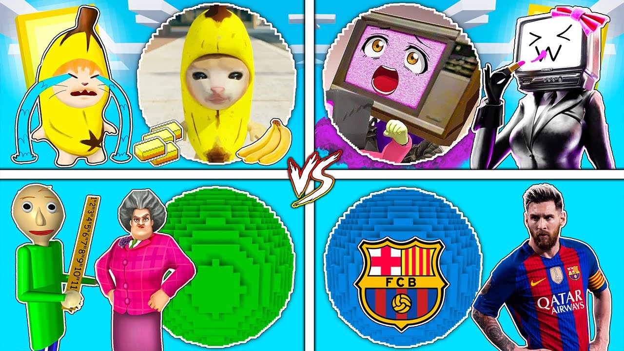 فلم ماين كرافت : كوكب بنانا كات ضد بنت التلفاز ضد ميسي ضد المعلمين الاشرار !!؟ 🔥😱