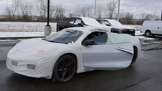 Tim Lally Chevrolet's First Corvette ERay Being Unloaded and Unwrapped