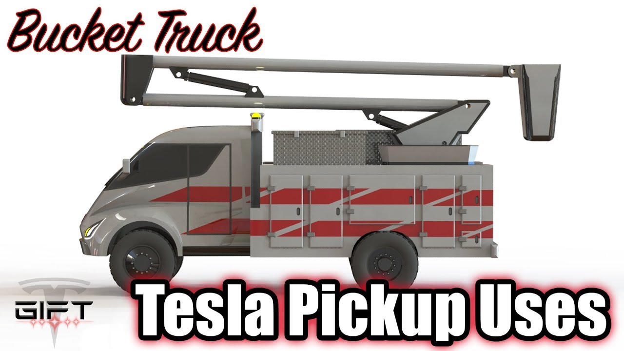 Tesla Pickup Truck Uses Bucket Truck