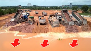 Well done! get connected 100% to other side by HEAVY EQUIPMENT fast process add more soils & stones