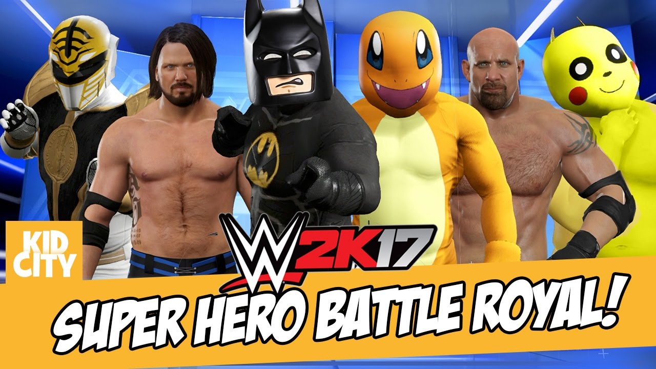 Wwe 2k17 Super Heroes Battle Royal With Lego Batman Power Rangers Pokemon Kidcity Youtube - roblox super hero tycoon building superman s fortress kidcity