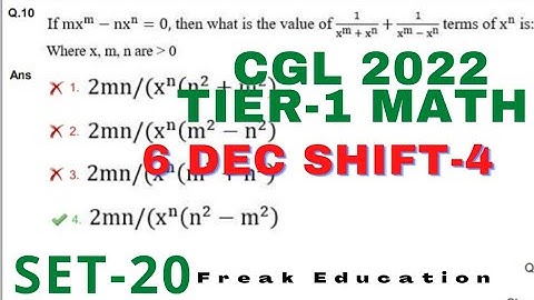 SSC CGL 2022 TIER-1 MATHS  SOLUTION | 6 DECEMBER SHIFT-4 MATHS SOLUTION BY FREAK EDUCATION | SET-20